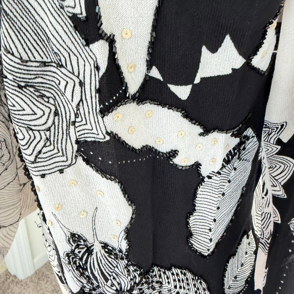 Alberto Makali Monochrome Floral Open Cardigan & Tank Top Set Sz M Romantic - Picture 3 of 16